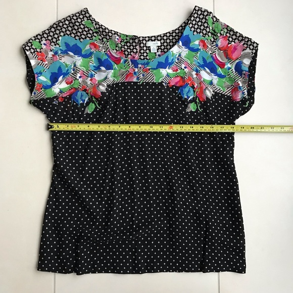 Anthropologie Odille Floral & Geometric Drapey Top - Picture 6 of 9